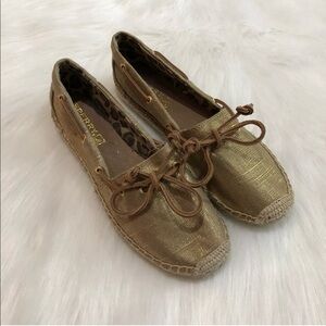 Sperry 7 Katama Espadrille Gold Slip On Flats